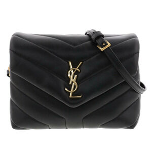 SAINT LAURENT Monogram Paris Loulou Shoulder Bag Black YSL AB